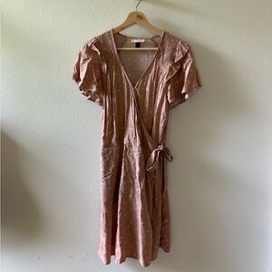 Universal Thread Pink Ruffled Wrap Midi Dress